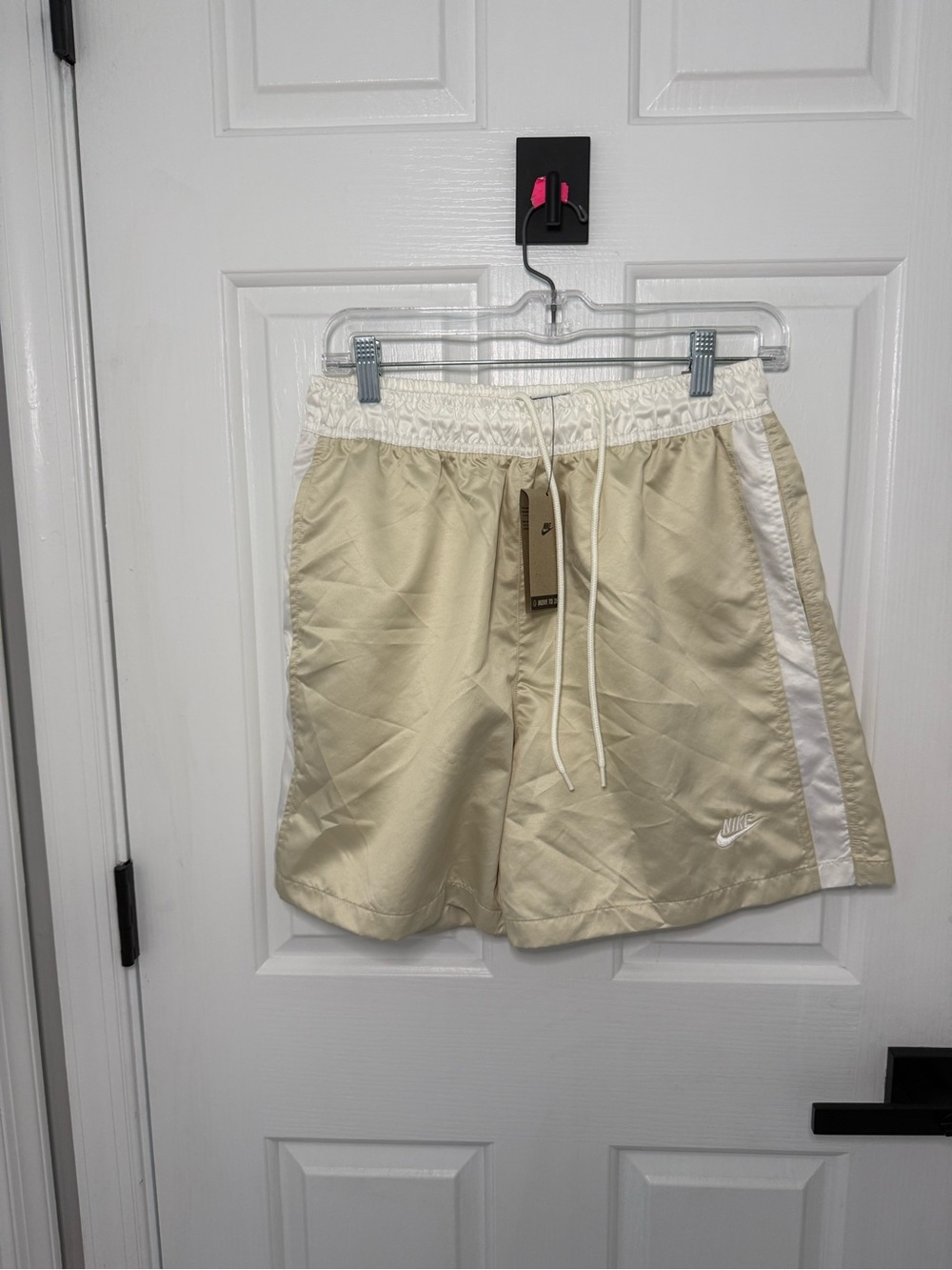 Nike Men’s Beige Athletic Shorts with White Side Stripe